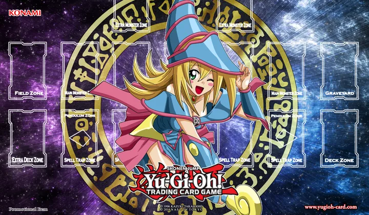Dark Magician Girl playmat with card zones
