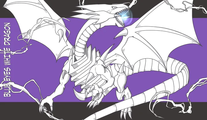 Blue-Eyes White Dragon line-art playmat