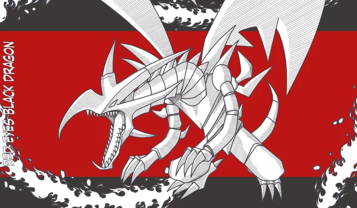 Red-Eyes Black Dragon line-art playmat
